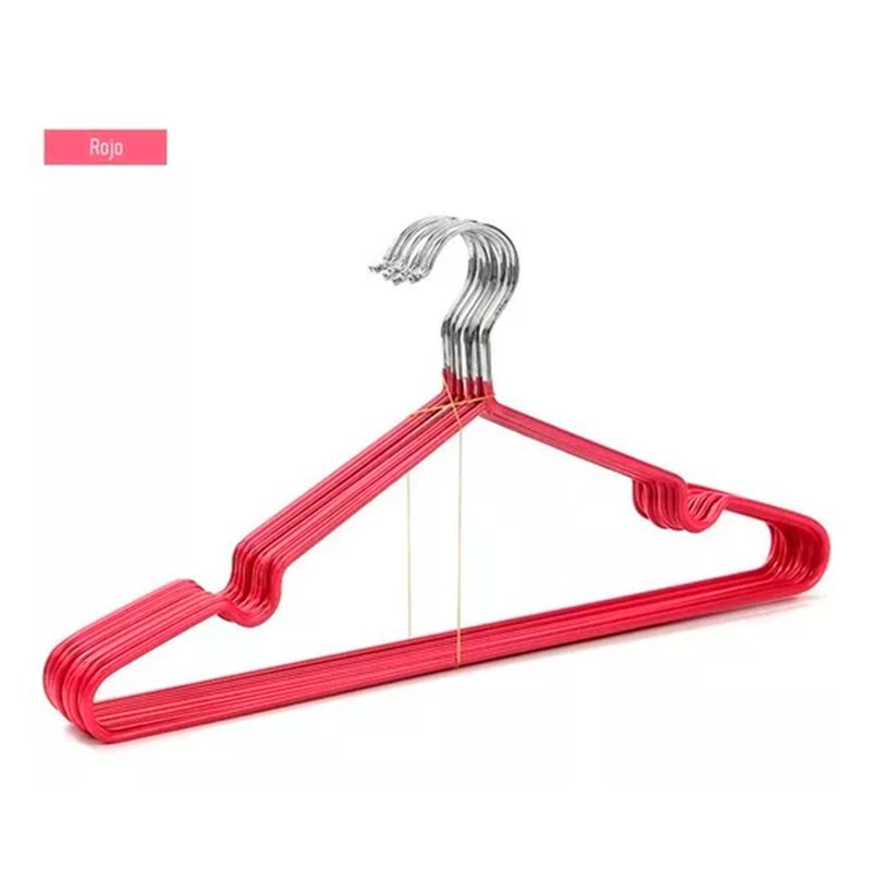 GENERICO - Set 10 Ganchos De Ropa Antideslizante Rojo