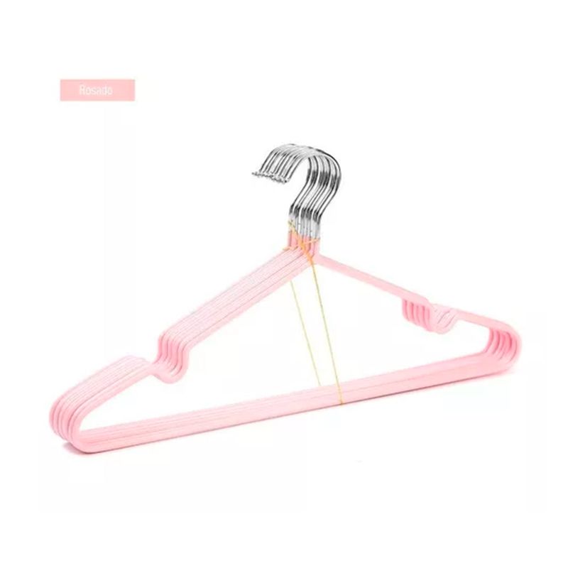 GENERICO - Set 10 Ganchos De Ropa Antideslizante Rosado