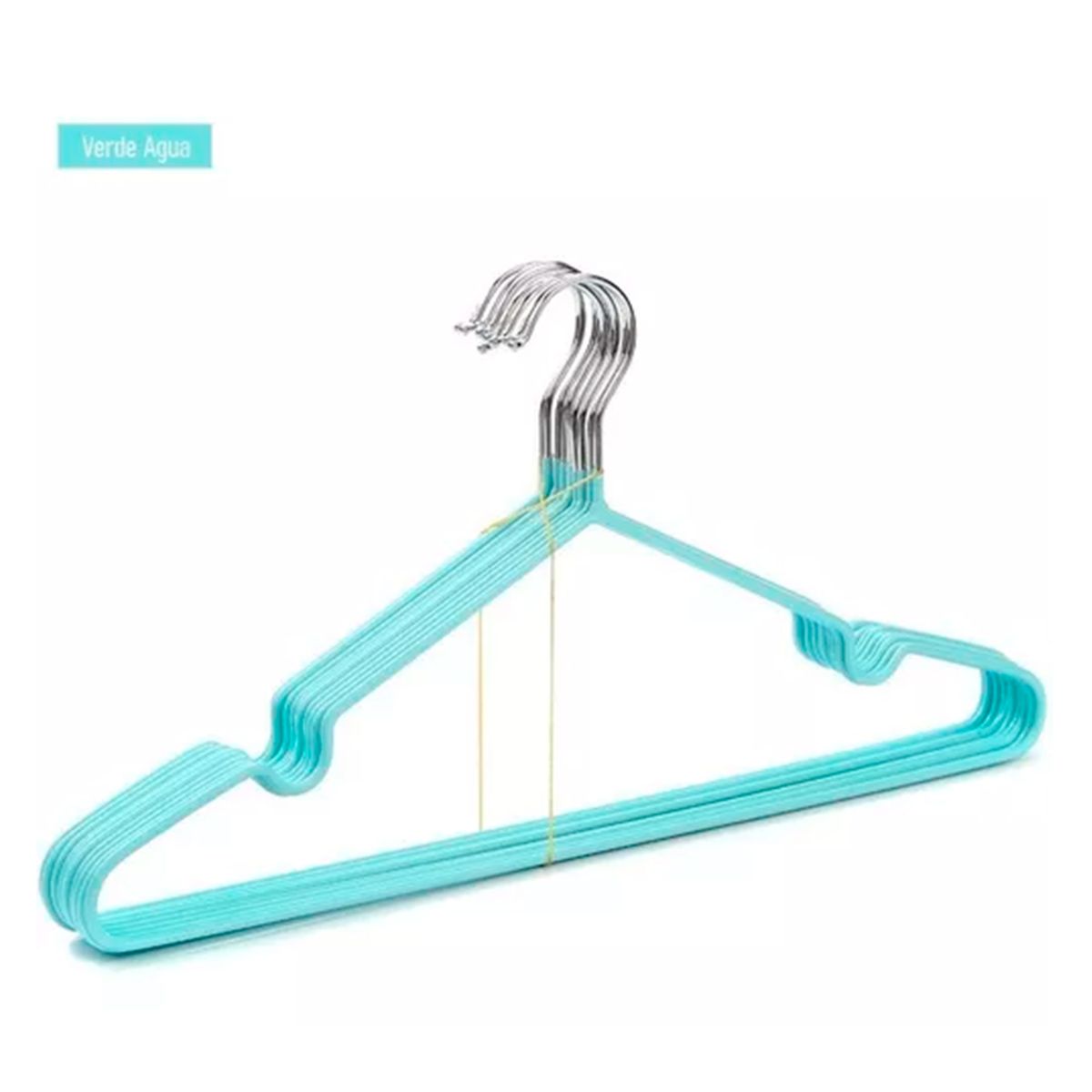GENERICO - Set 10 Ganchos De Ropa Antideslizante Verde Agua