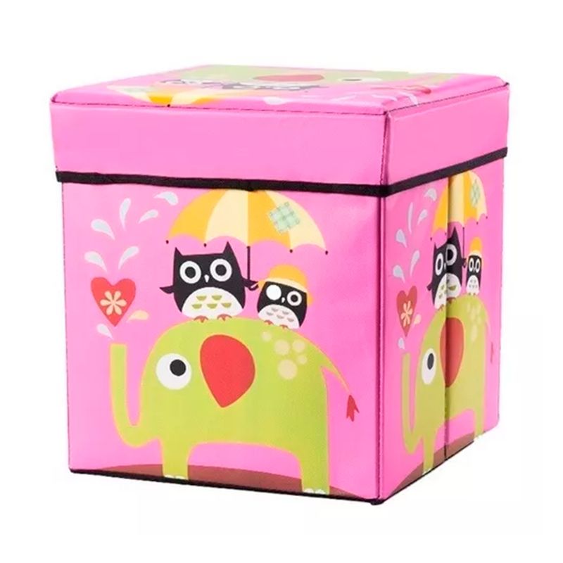 GENERICO - Baul Organizador Plegable Con Tapa 30cm X 30cm Rosado