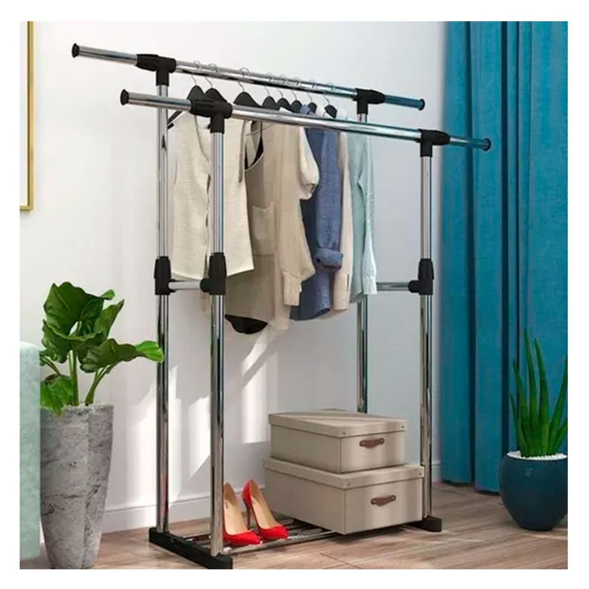 GENERICO - Perchero Extendible Doble Barra Baño 90- 150cm 90-155cm.