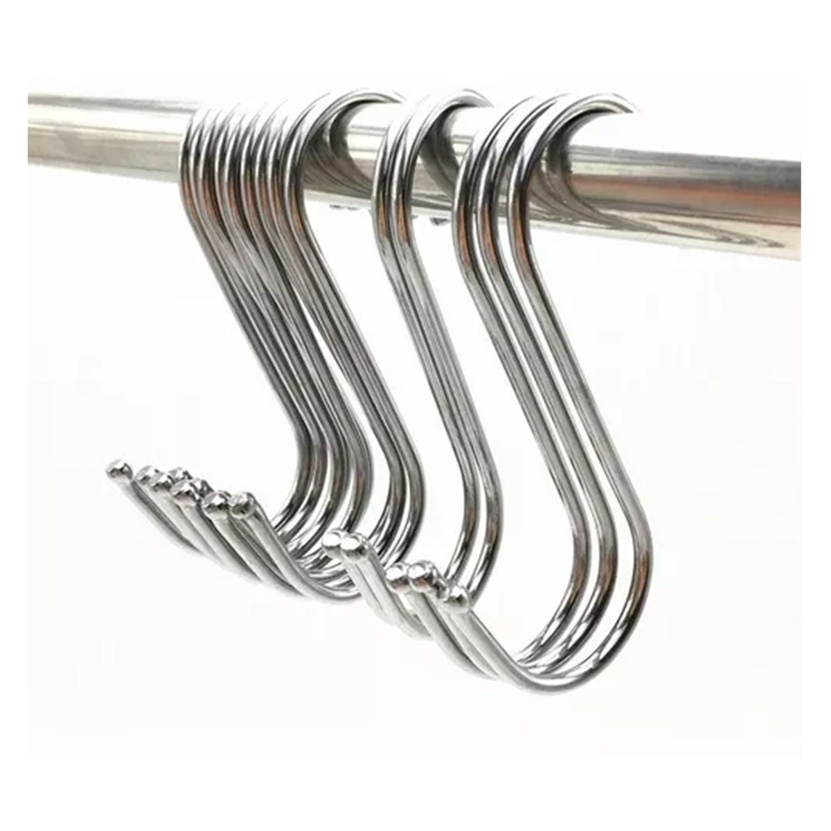 GENERICO - Set 20 Colgadores Forma S Acero Inoxidable Mediano