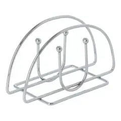 GENERICO - Servilletero Mesa Acero Cromado Forma Semicircular Vertical
