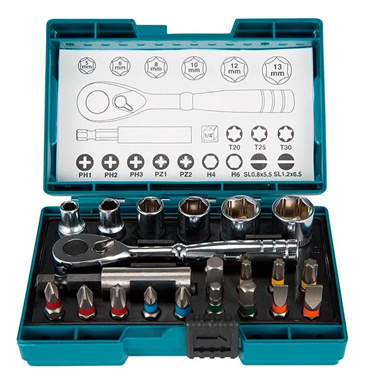 Juego De Dados 1/4 + Puntas 21 Piezas B-54081