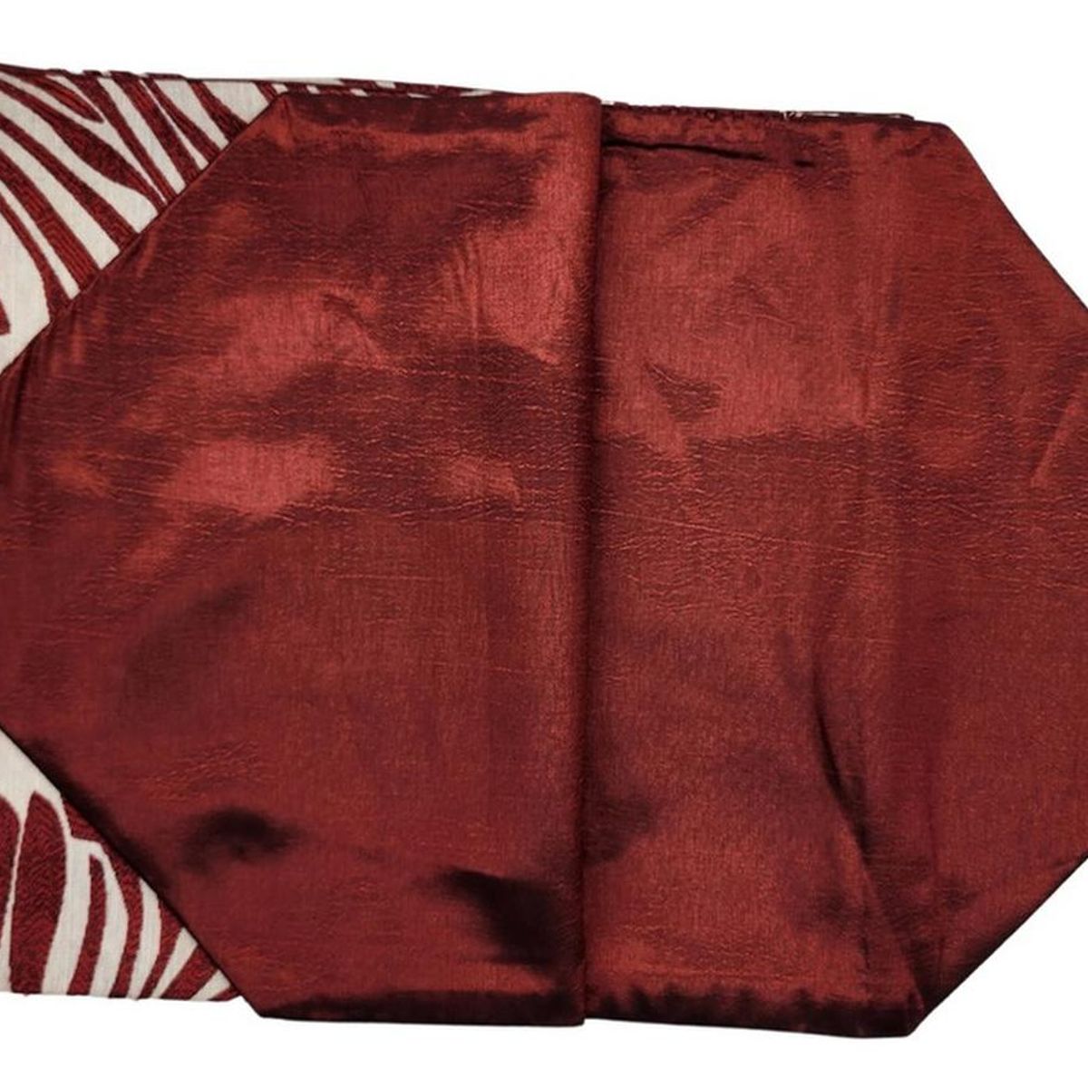 GENERICO - Camino De Mesa Beige Con Hojas Rojas Grandes Decoracion