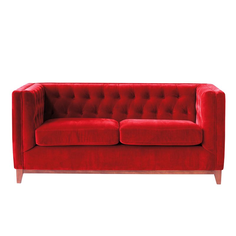 LATAM HOME - Sofa Roma 2 Cuerpos Capitoné Tela Velvet Burdeo