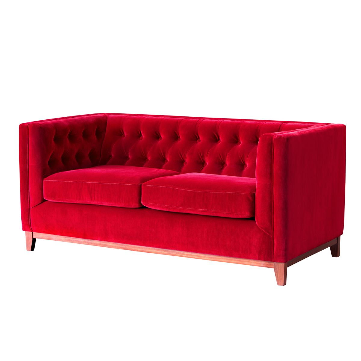 LATAM HOME - Sofa Roma 2 Cuerpos Capitoné Tela Velvet Burdeo