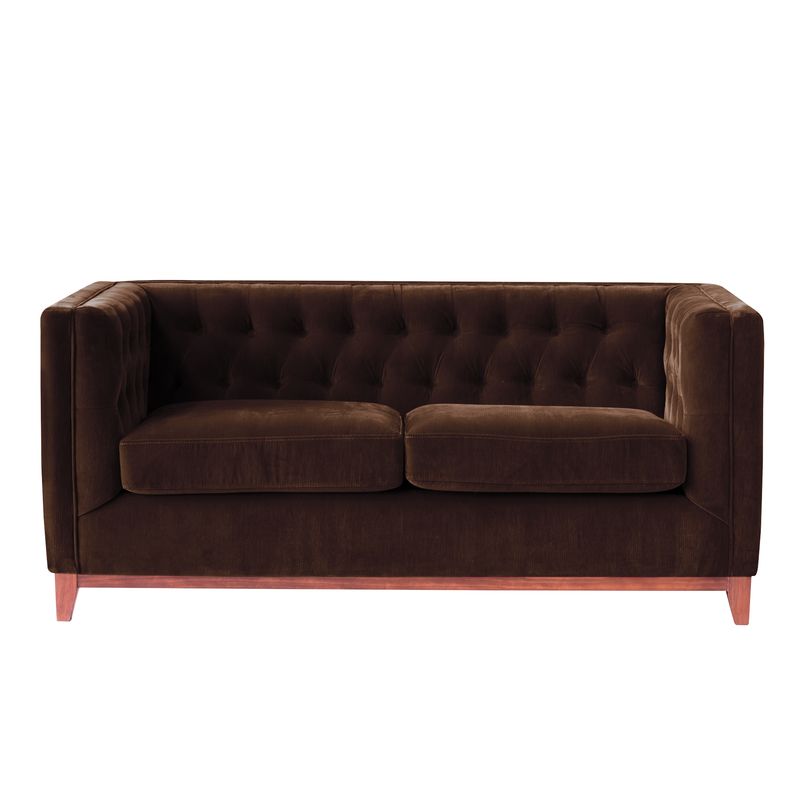 LATAM HOME - Sofa Roma 2 Cuerpos Capitoné Tela Velvet Chocolate