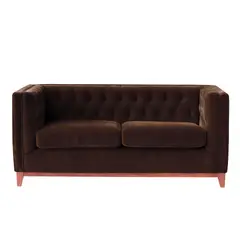 LATAM HOME - Sofa Roma 2 Cuerpos Capitoné Tela Velvet Chocolate