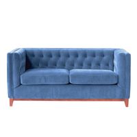 Sofa Roma 2 Cuerpos Capitoné Tela Velvet Azul Petroleo