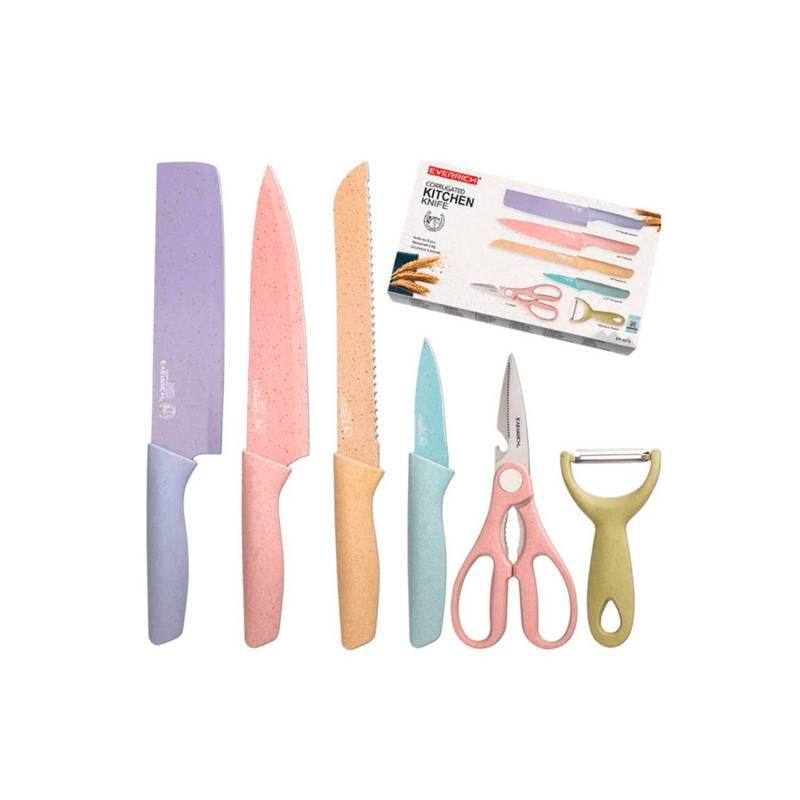 GENERICO - Juego De Cuchillos Para Cocina Multicolor 6 Piezas Evrywhealth
