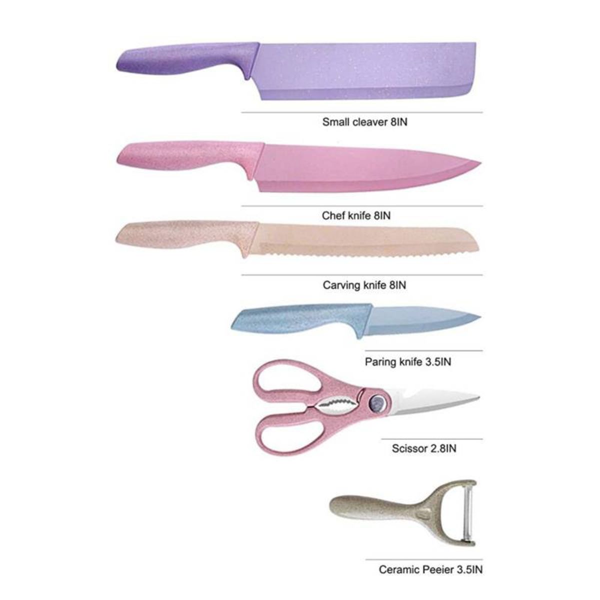 GENERICO - Juego De Cuchillos Para Cocina Multicolor 6 Piezas Evrywhealth