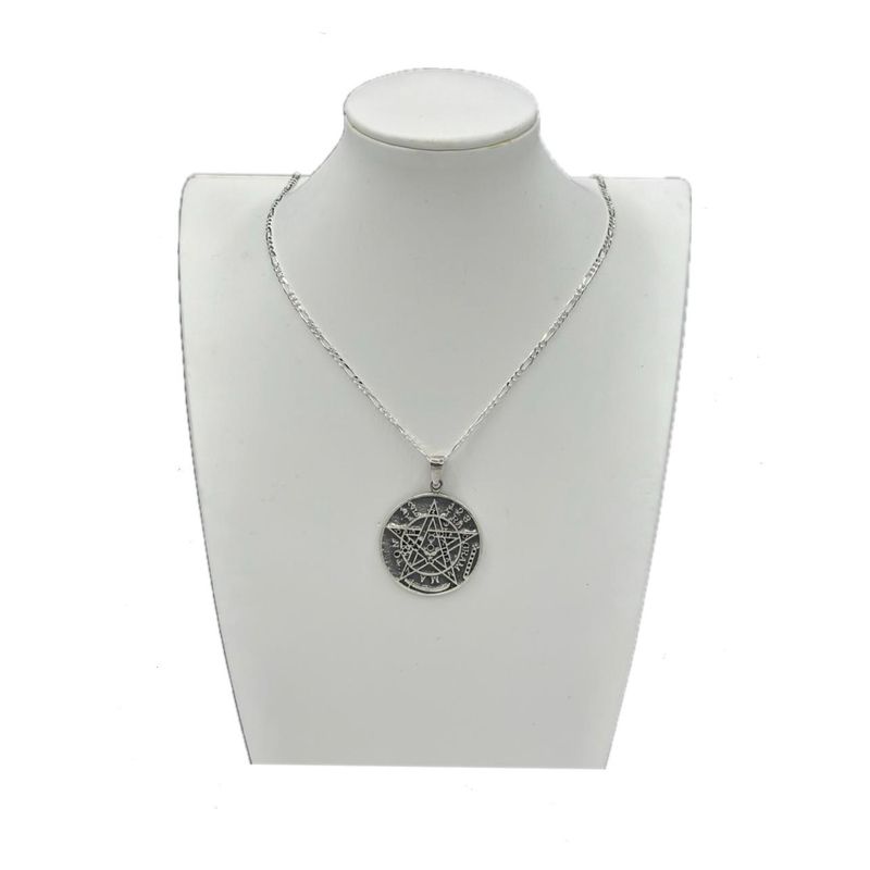 GENERICO - Collar Tetragrammaton Protección Plata 925 Envejecida 60 Cm