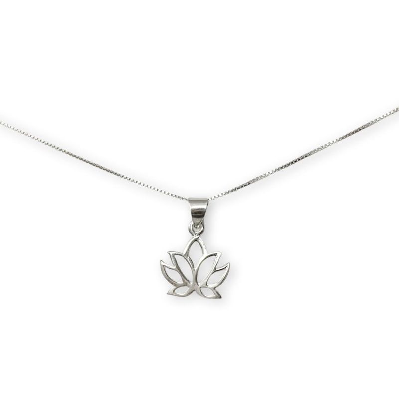 GENERICO - Collar Colgante Dije Flor De Loto Plata 925 + Caja
