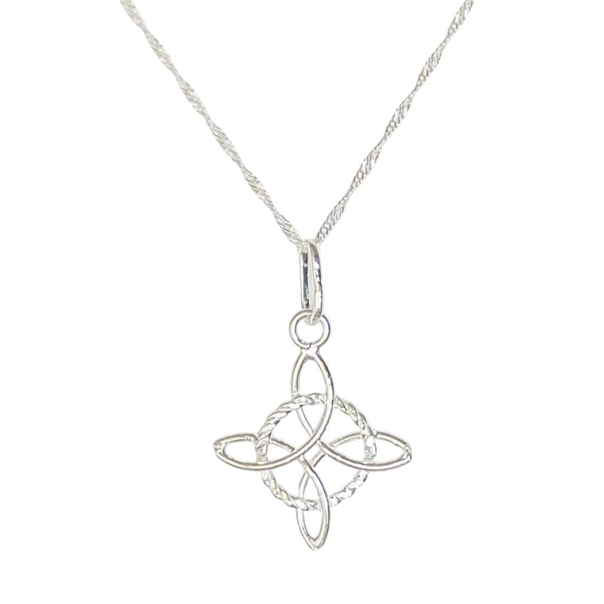 GENERICO - Collar Nudo De Bruja Amuleto Protección Plata Ley 925 Caja