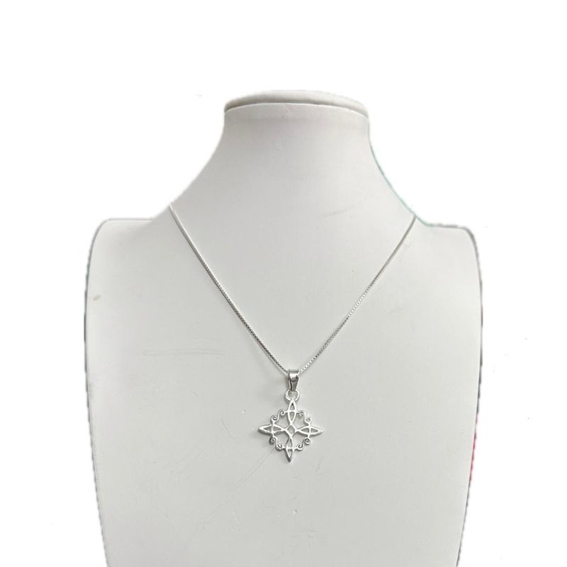 GENERICO - Collar Nudo De Bruja Amuleto Protección Plata Ley 925 Caja