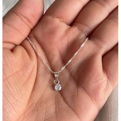 Imagen 2 del producto Collar Cadena Delicado Punto De Luz Plata Fina Ley 925