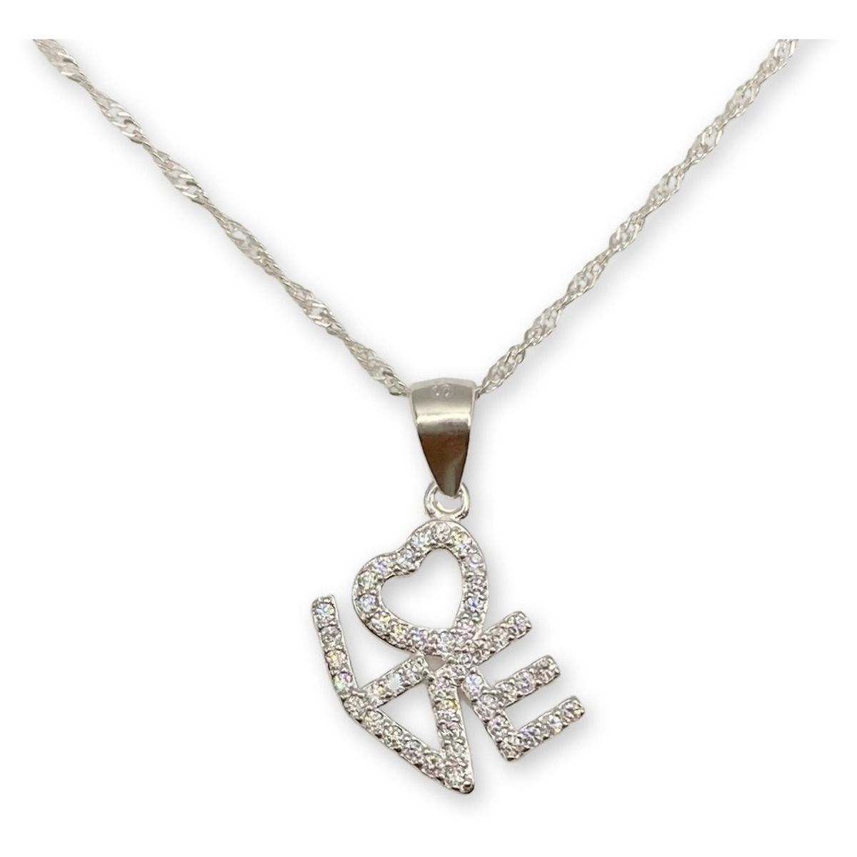 GENERICO - Collar Dije Love Amor Corazón Circones Plata Ley 925 Caja