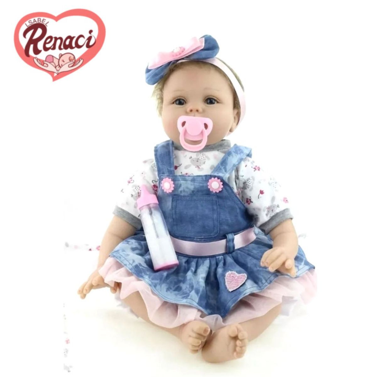 LSABEL RENACI - Bebe Reborn Muñeca Silicon Suave 55cm Colores Azul