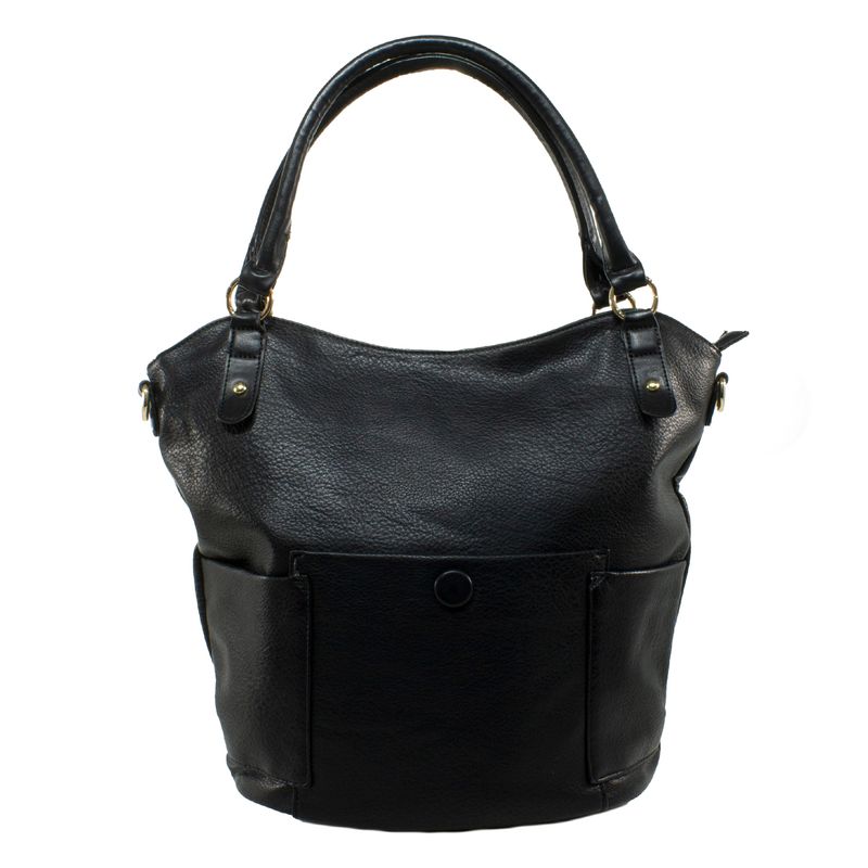 MAILEA - Cartera ecocuero clasica bolsillo boton para mujer negro