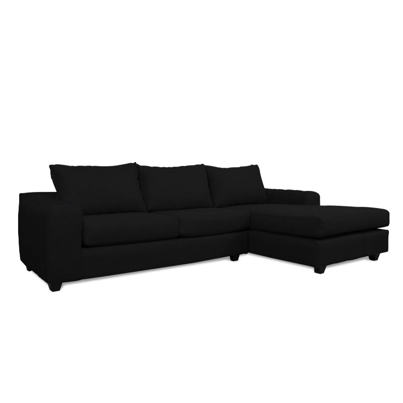 SOFAS HOME - SECCIONAL KANDRA FELPA NEGRO