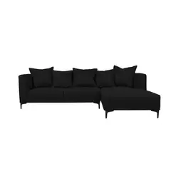 SOFAS HOME - SECCIONAL CORDELIA CHENILLE TIPO LINO NEGRO