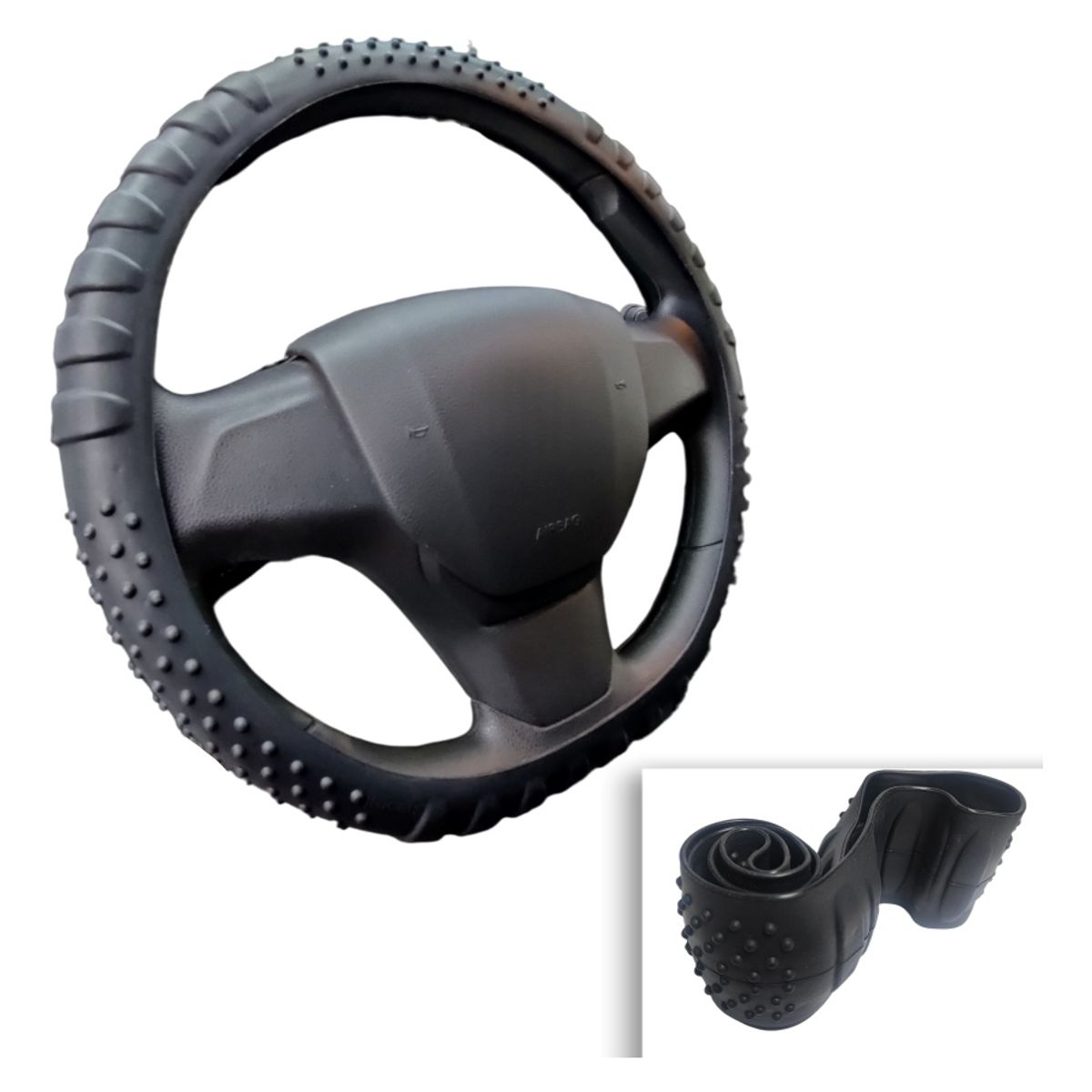 GENERICO - Funda Cubre Volante Silicón Antideslizante Cn Agarre Kmt9080