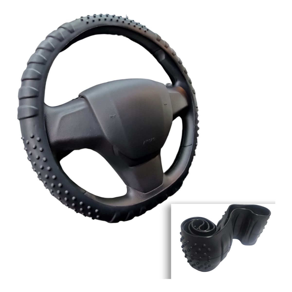 GENERICO - Funda Cubre Volante Silicón Antideslizante Cn Agarre Kmt9080