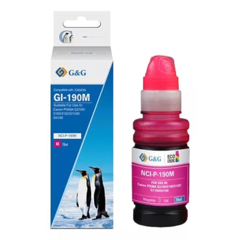 GENERICO - Tinta Magenta Refill Ink Para Canon GI-190 /790/890/990 G&G 70 ml