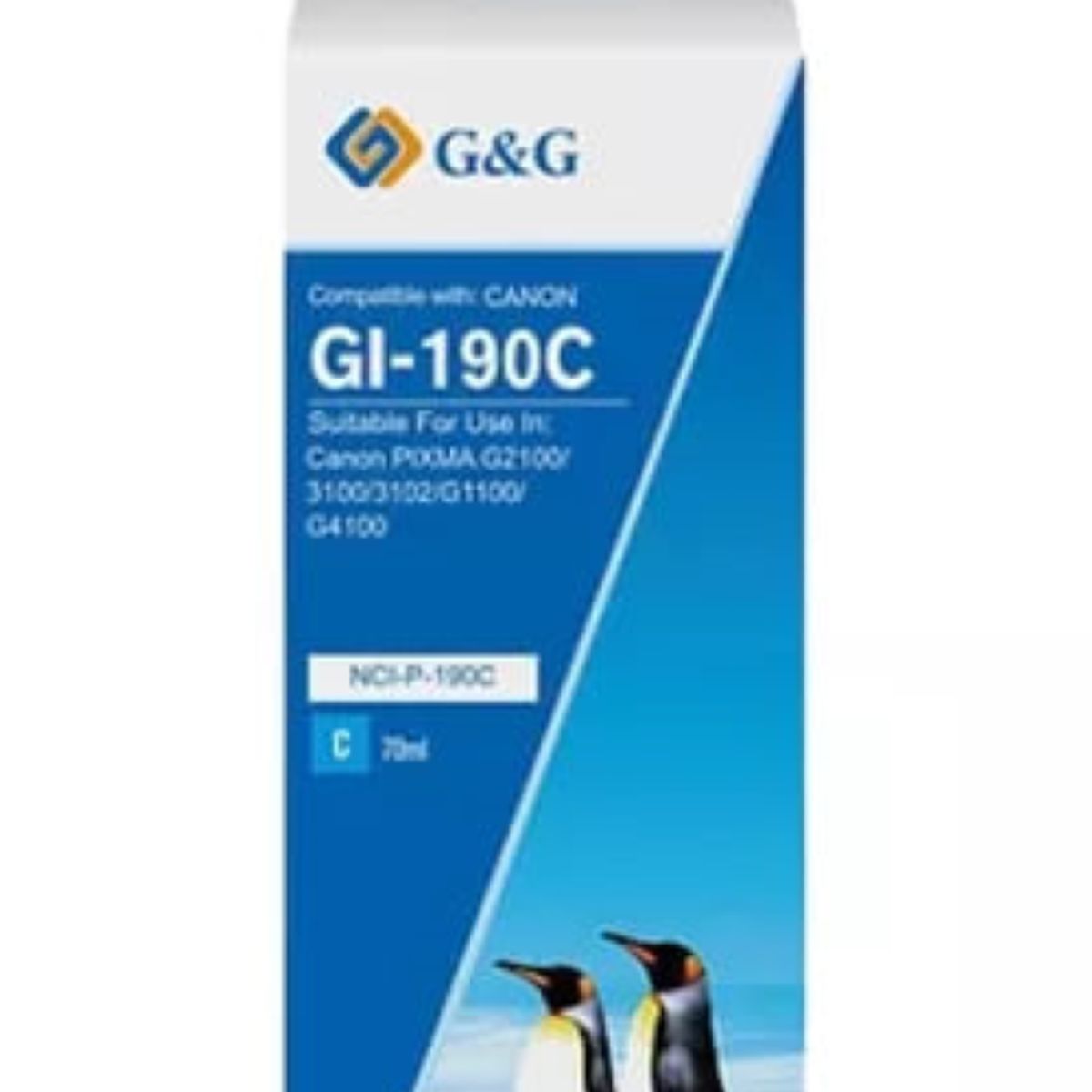 LOGIC - Tinta Cian Refill Ink Para Canon Gi-190 /790/890/990 G&G 70 ml