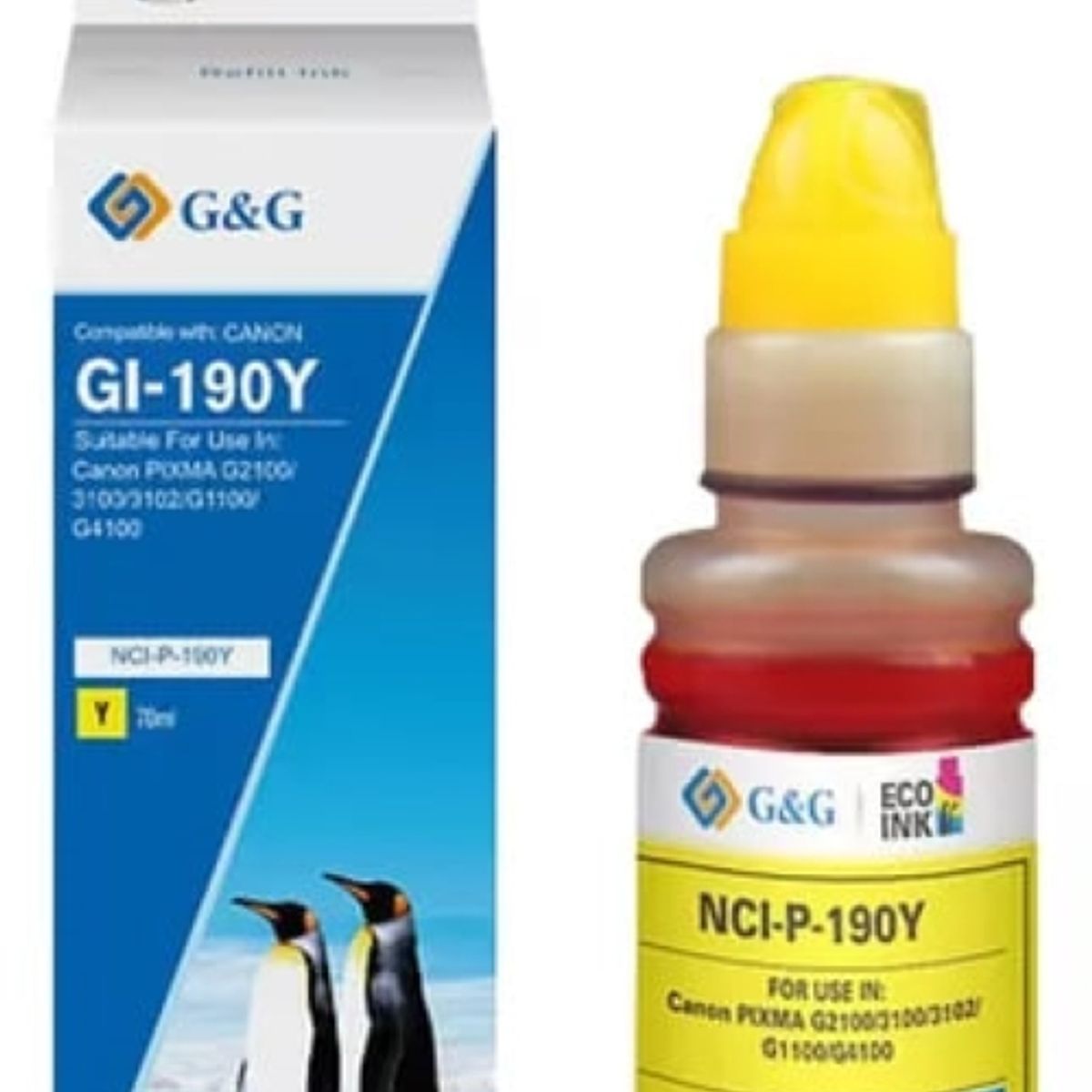 LOGIC - Tinta Amarilla Refill Ink Para Canon Gi-190 /790/890/990 G&G 70 ml