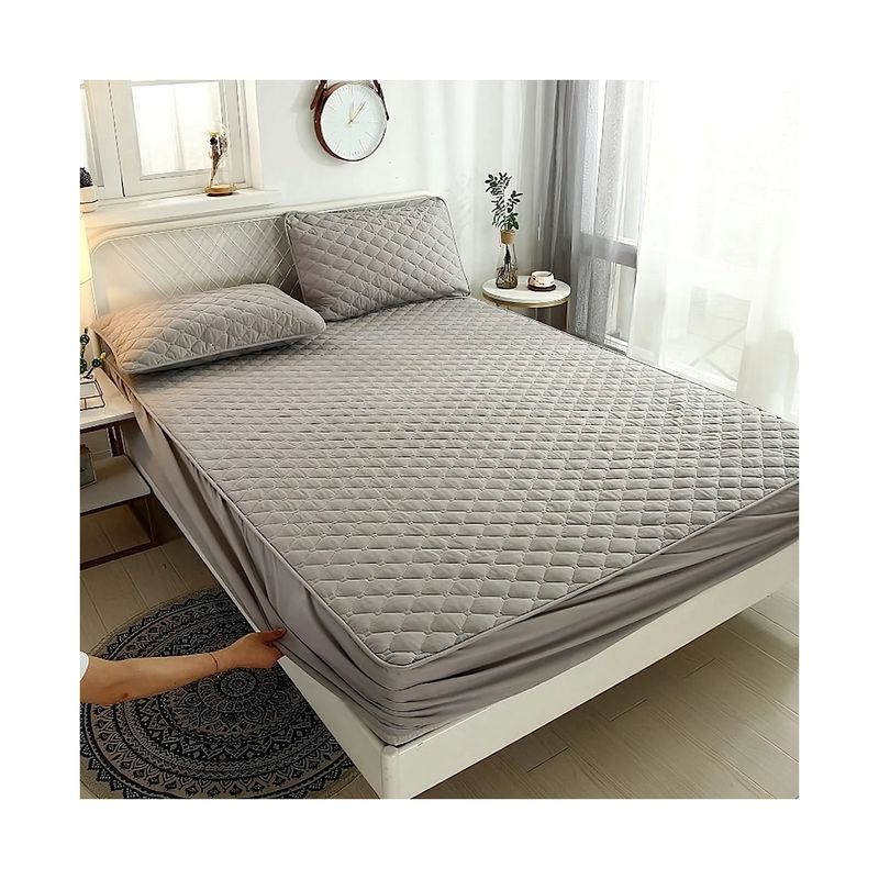 GENERICO - Cubrecolchon Impermeable Gris SuperKing  Fundas Para Almohadas