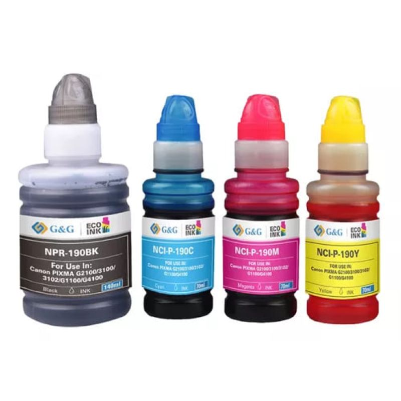 LOGIC - Pack 4 Tintas Refill Ink Para Canon GI-190 /790/890/990
