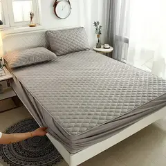 GENERICO - Cubrecolchon Impermeable 2 Plazas Gris + Fundas Para Almohadas
