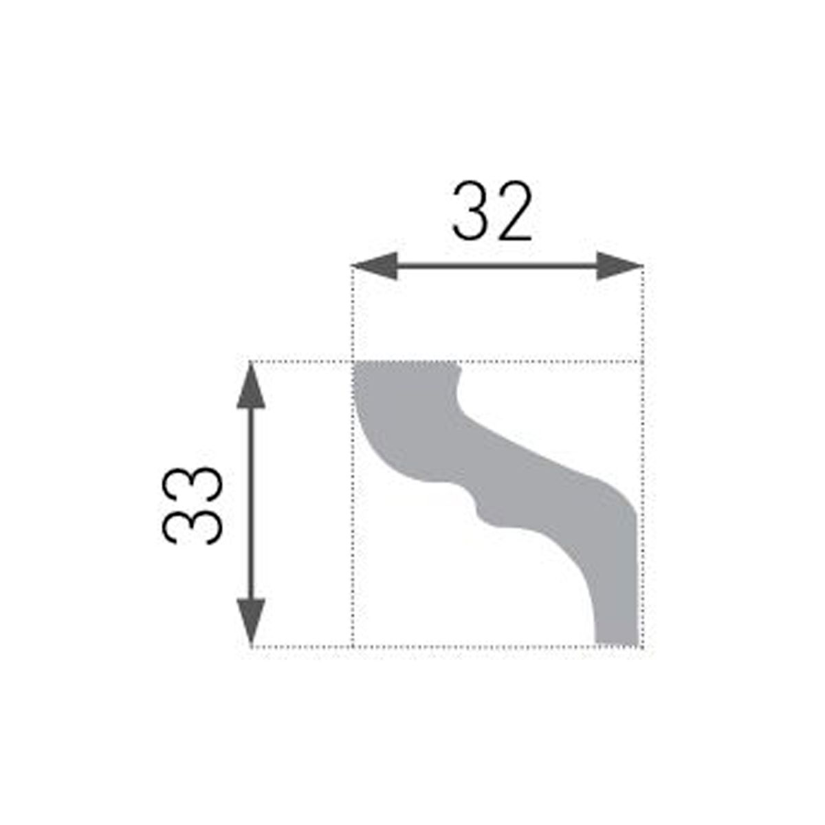 MALCREADO34401 - Cornisa 33x32mm Blanco Tira 2mt Caja 110 Und