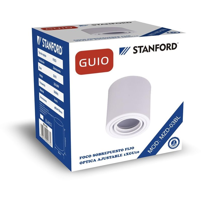 STANFORD - Foco Sobrepuesto Ovalado Base GU-10 Acero Blanco