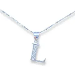 GENERICO - Collar Letra L Circones Veneciana Plata Italiana 925 +caja