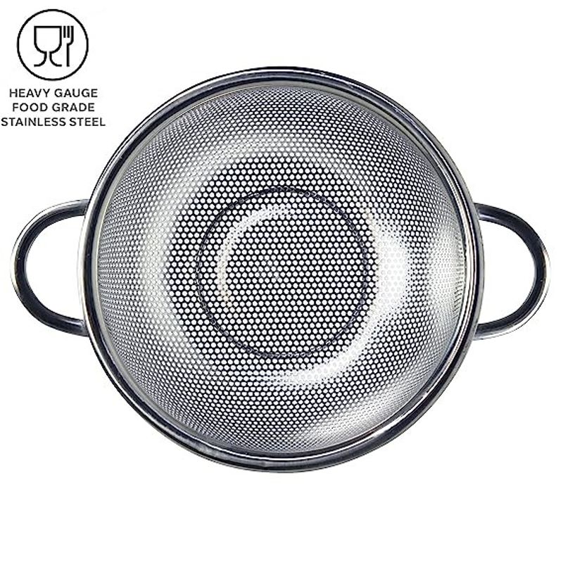 GENERICO - Colador Perforado  de Acero Inoxidable con Asas, Plateado 22.5cm