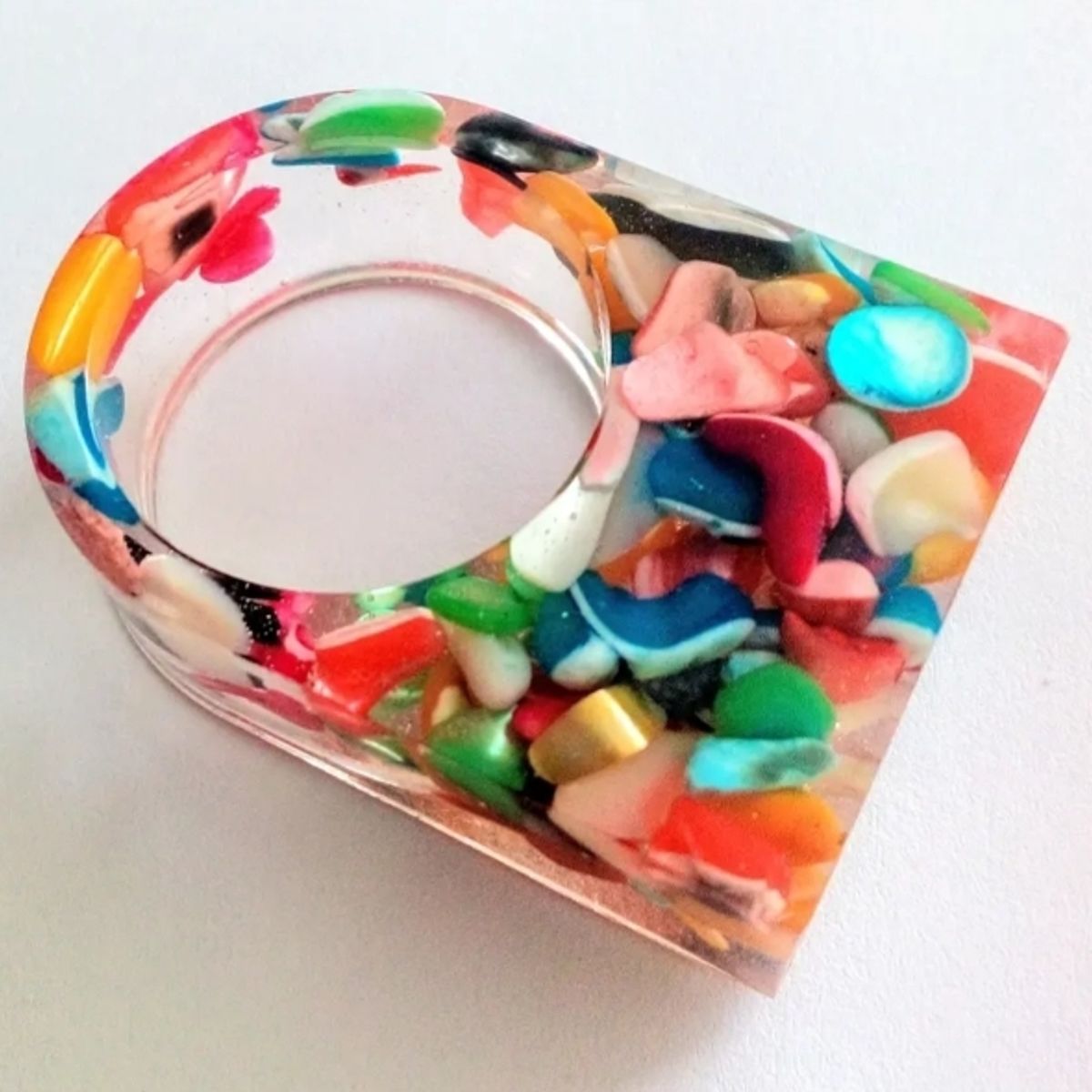CATHALIFAUDJOYAS - Anillo resina piedras colores talla16 CathalifaudJoyas