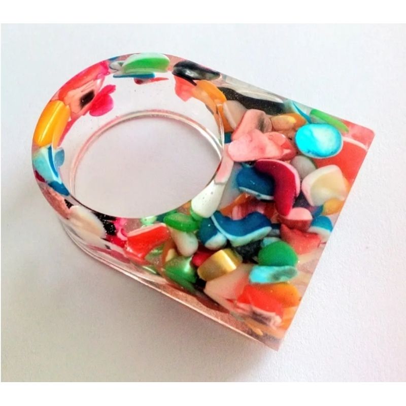 CATHALIFAUDJOYAS - Anillo resina piedras colores talla16 CathalifaudJoyas