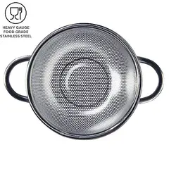 GENERICO - Colador Perforado de Acero Inoxidable con Asas, Plateado 16.5cm