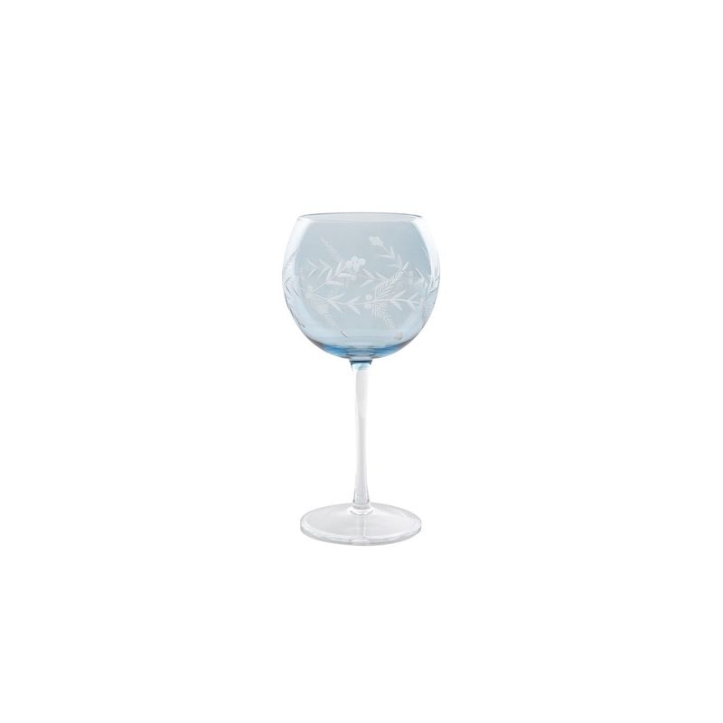 CRISTALES LIBELULA - Copa cristal globo azul palido tallado 400ml Cristales Libélula