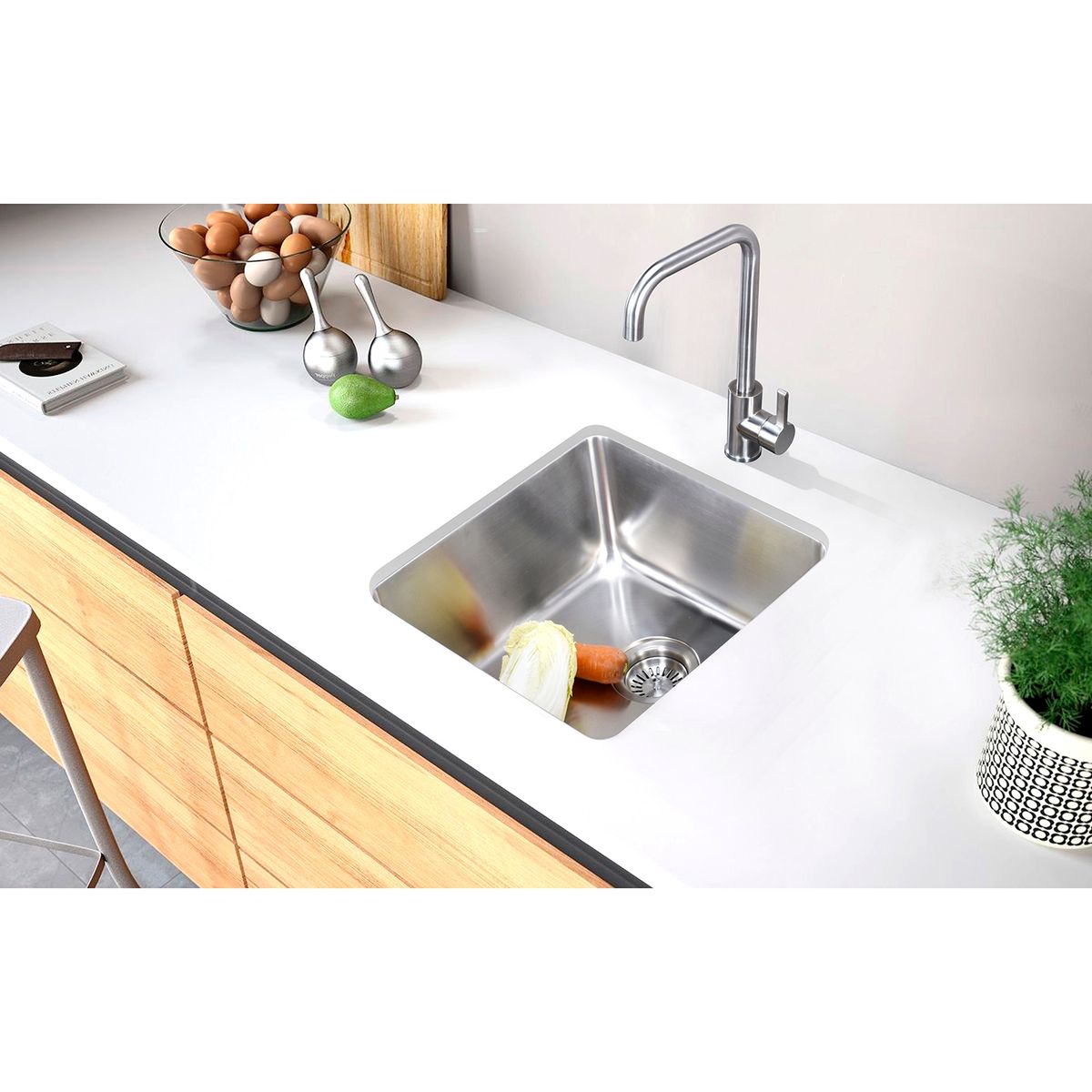 UNITEX - Lavaplatos empotrado y bajo cubierta (436 x 436 x 230mm) S4040