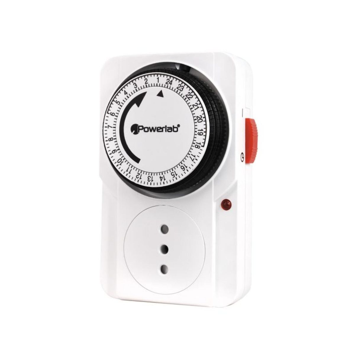 POWERLAB - Timer Analogo 2000W Temporizador 24 Horas Blanco Powerlab