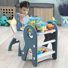 GENERICO - Juego de escritoriopizarra y silla para niños celeste