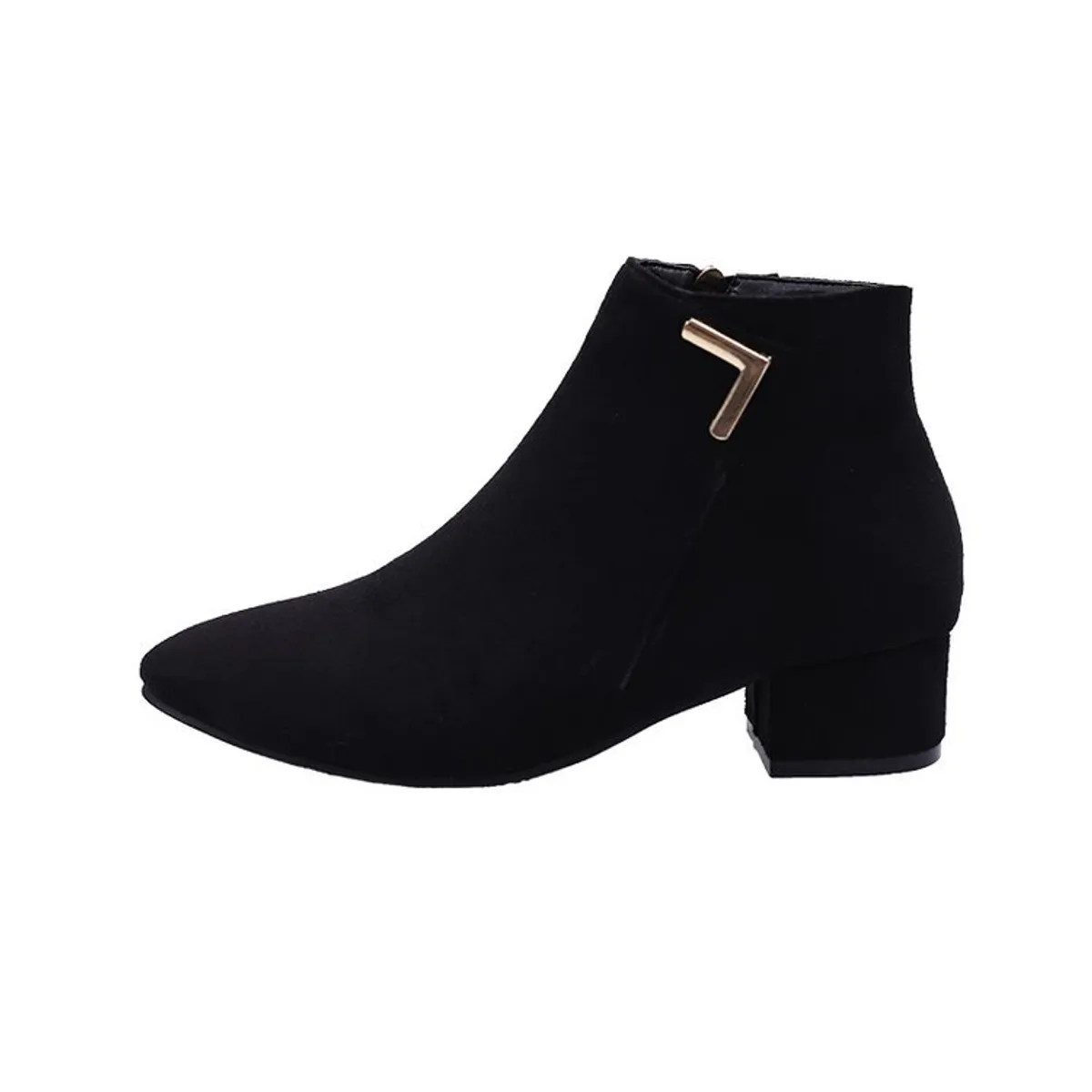 VATYERTY - Mujer Botines con diseño metal con cremallera lateral de punta
