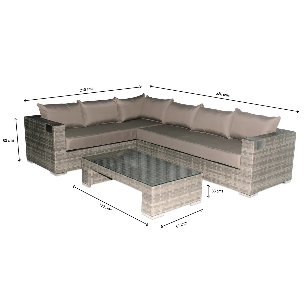 MUEBLES LA TERRAZA - Set Muebles de terraza en L Izquierda Gris