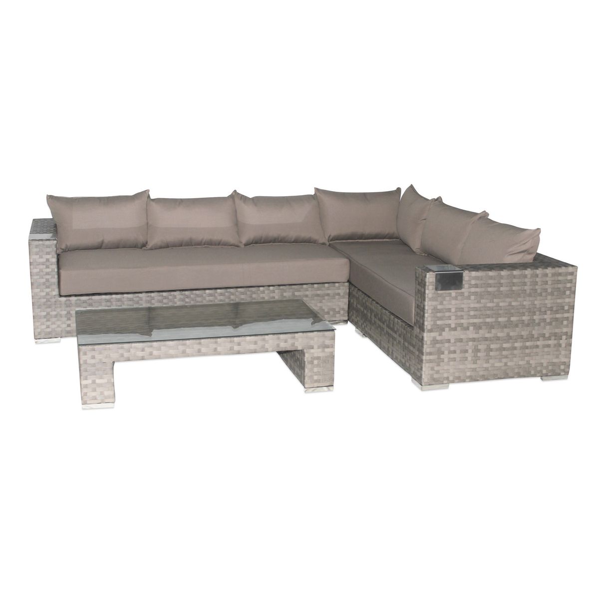 MUEBLES LA TERRAZA - Set Muebles de Terraza en L Derecha Gris