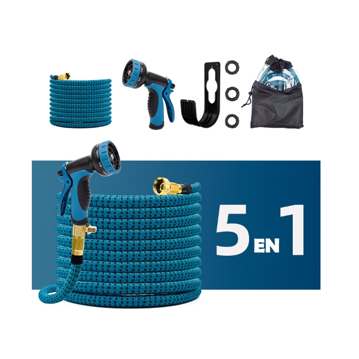 GENERICO - Manguera Retráctil Expandible 15 mts para Jardín más accesorios.