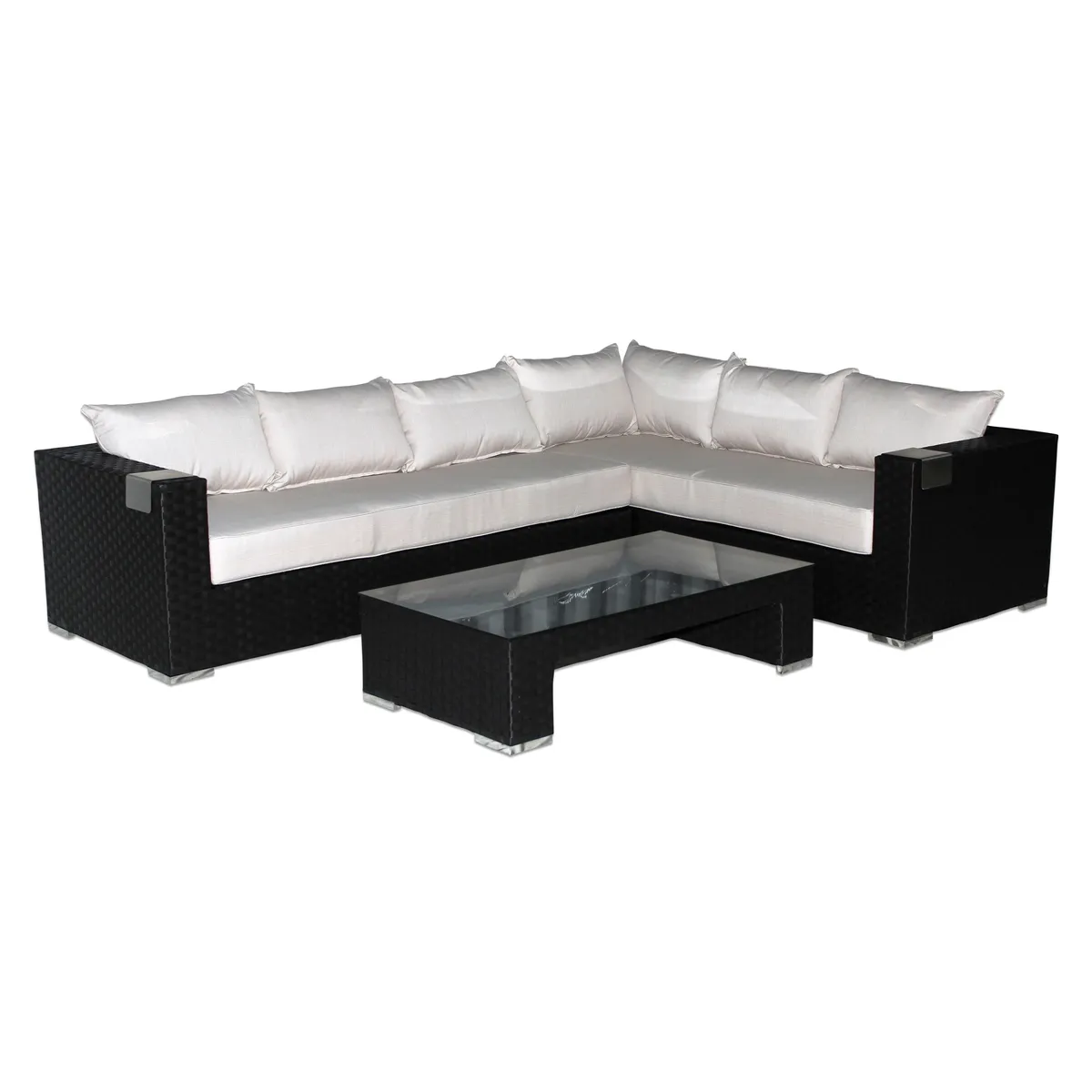 MUEBLES LA TERRAZA - Set Muebles de Terraza en L Derecha Chocolate